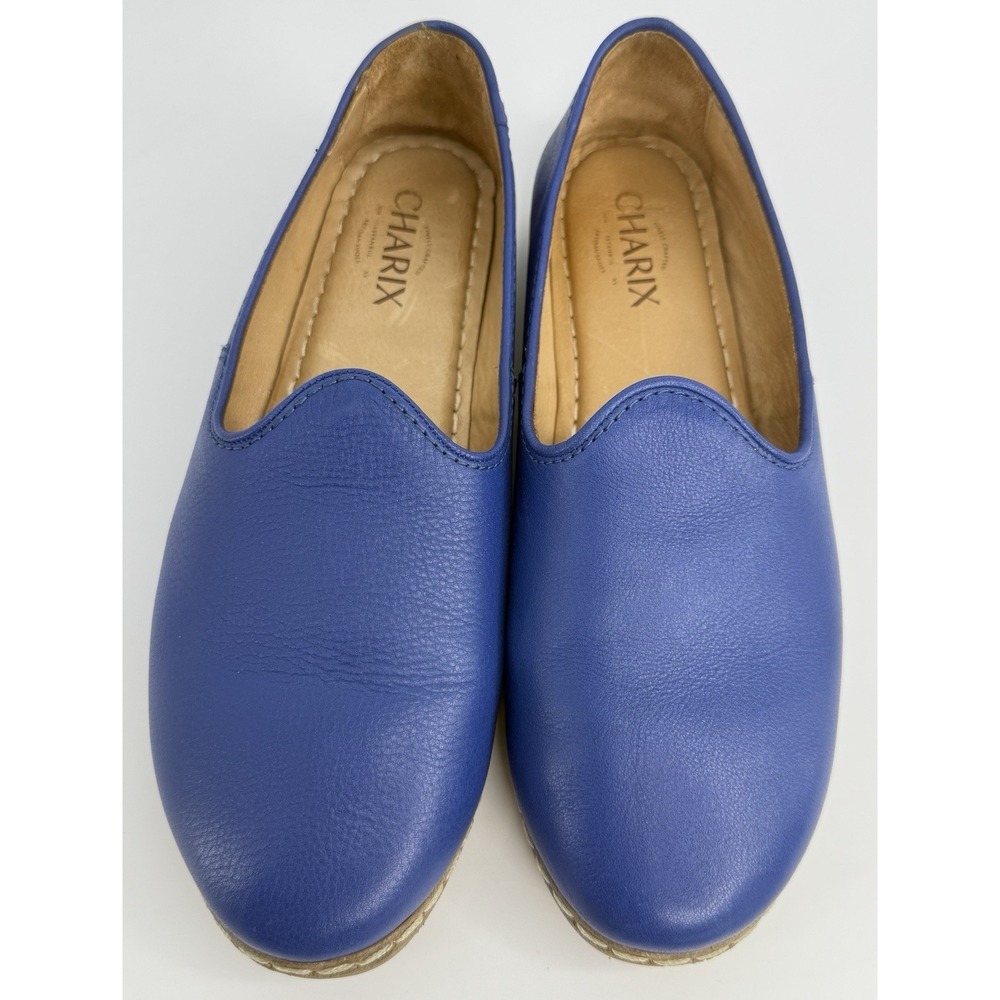 Charix Istanbul Blue Leather Handmade Slip On Flats Women's US 9.5 EU 40 - Picture 3 of 11